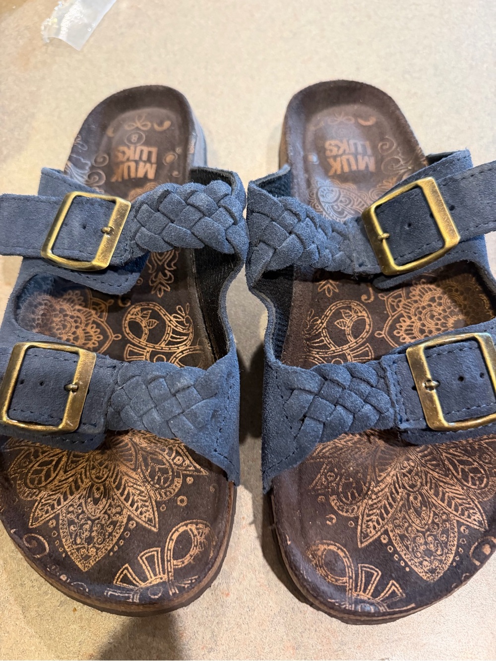Muk Luks Navy Braided Double-Buckle Women’s Sandals NWOT